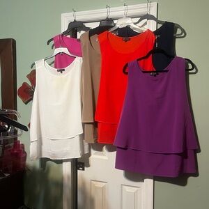 DG2 by Diane Gilman Bundle Sleeveless Tops in Purple,White, Red, Navy,Tan, Pink